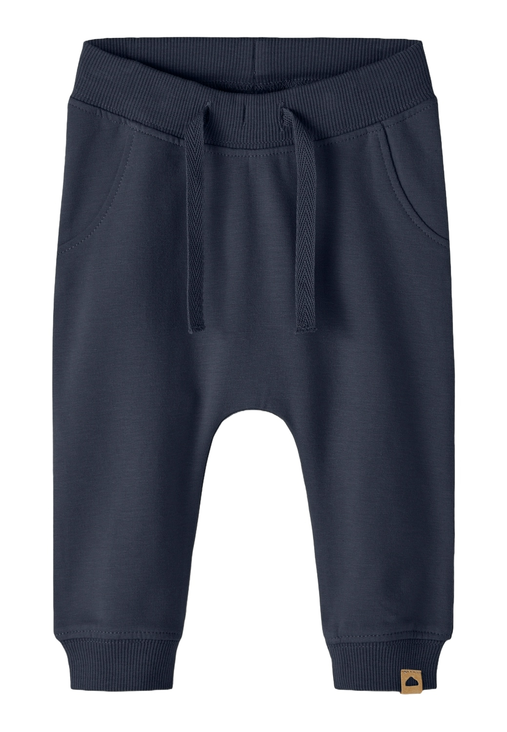 Sweathose NAME IT "NBNTAKKI für Mädchen und Jungen mit Kordelzug", Baby, Gr. 110, N-Gr, blau (schwarz sapphire), Sweatware, Obermaterial: 95% Baumwolle, 5% Elasthan, unifarben, casual, normal knöchellang, Hosen, unifarben, casual, regular fit,... Image