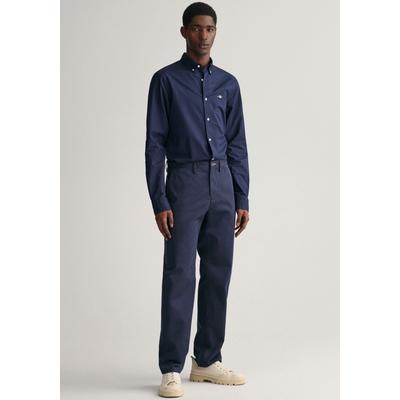 Chinohose GANT "REGULAR TWILL CHINOS", Herren, Gr. 40, Länge 32, blau (marine), Twill, Obermaterial: 98% Baumwolle, 2% Elasthan, unifarben, klassisch, regular fit knöchellang, Hosen, Regumit gefütterten Seitentaschen Image