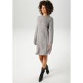 Strickkleid ANISTON CASUAL, Damen, Gr. 38, N-Gr, grau (graumeliert), Grobstrick, Obermaterial: 100% Polyacryl, Zopfmuster, gemustert, meliert, casual, figurumspielend kniefrei, Rundhals, Langarm Rippstrickbündchen, Kleider, im trendigen Muster-Mix -...