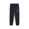 Trainingshose PUMA "LITTLE RUNNERS SWEATPANTS TR PS", Kinder, Gr. 104, N-Gr, blau (new navy), Sweatware, Obermaterial: 68% Baumwolle, 32% Polyester, bedruckt, sportlich, regular fit normal, Hosen