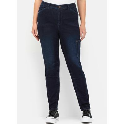 Stretch-Jeans SHEEGO, Damen, Gr. 48, Normalgrößen, blau (dunkelblau denim), 95% Baumwolle, 3% Polyester, 2% Elasthan, lang, Jeans Image