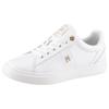 Sneaker TOMMY HILFIGER "ESSENTIAL ELEVATED COURT SNEAKER", Damen, Gr. 38, weiß, Leder, unifarben, sportlich, Schuhe, Freizeitschuh, Halbschuh, Schnürschuh mit TH-Schmuckelement
