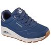 Sneaker SKECHERS "UNO GOLDEN AIR", Damen, Gr. 38, blau (navy), Lederimitat, sportlich, Schuhe, Freizeitschuh, Halbschuh, Schnürschuh mit Metallic-Einsatz