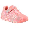 Sneaker SKECHERS "UNO LITE - LOVE LEVITATE", Kinder, Gr. 34, orange (koralle), Lederimitat, casual, Schuhe, Schnürschuh mit bedruckter Sohle, Größenschablone zum Download