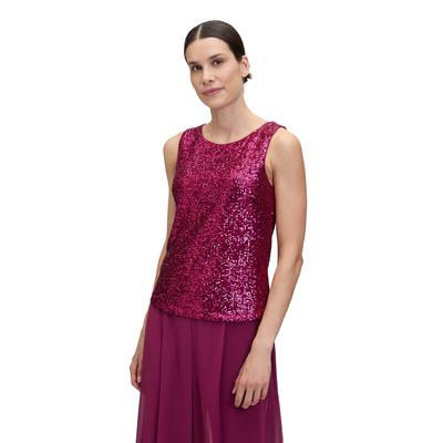 Blusentop VERA MONT "Vera Mont Pailletten-Top ohne Arm", Damen, Gr. 48, rosa (sweet berry), Obermaterial: 93% Polyester, 7% Elasthan. Futter: 92% Polyamid, 8% Elasthan., elegant, figurbetont normal, Rundhals, Blusen Image