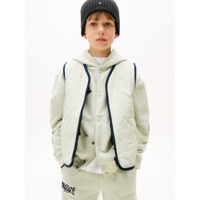 Wendeweste TOMMY HILFIGER "REV MIX MEDIA QUILTED VEST", Jungen, Gr. 16 (176), schwarz night navy, misty sage, Web, Obermaterial: 100% Polyester, unifarben, casual, regular fit hüftbedeckend, V-Ausschnitt, Westen, für Kinder bis 16 Jahre, mit großen... Image