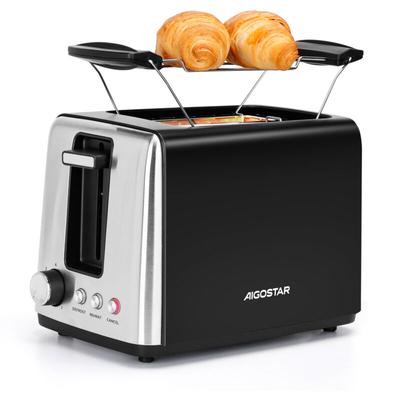 Aigostar - Toaster 2 Scheiben mit Brötchenaufsatz, 7 Bräunungsstufen, extra breite Toastschlitze &