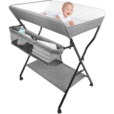 Wickeltisch Badewanne Faltbarer Baby Wickeltisch mit Ablagekorb Grau Image
