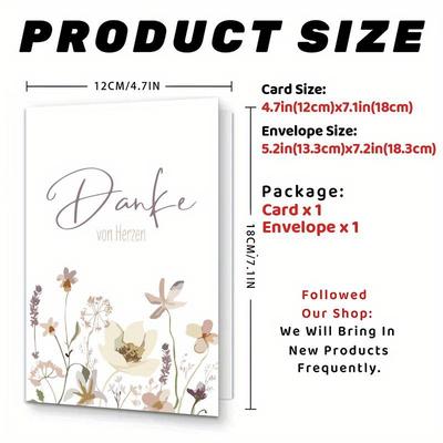 "TEMU 1pc Elegant Floral ""danke Schön"" Greeting Card With - Birthdays, Anniversaries, | Unique Thank You Gift For Family, , Mom, Dad,"
