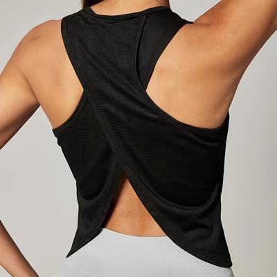 TEMU 1pc Women's High- Tank Top - Breathable, Quick-dry, Stretchy Polyester With Geometric - Pattern For Running & Yoga, Gym Workouts, Yoga Apparel | Geometric Pattern Top | Quickdry Image