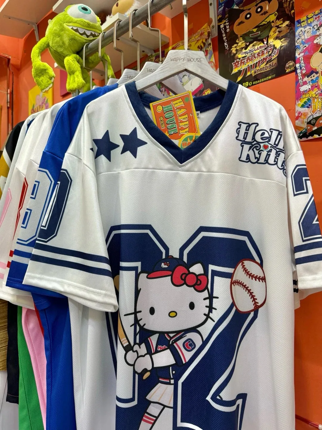 Sanrio Hello Kitty T-Shirt, Cartoon-Sportbekleidung, für Damen und Herren, V-Ausschnitt, locker, lässig, leicht, atmungsaktiv, Streetwear, Strand-Tops