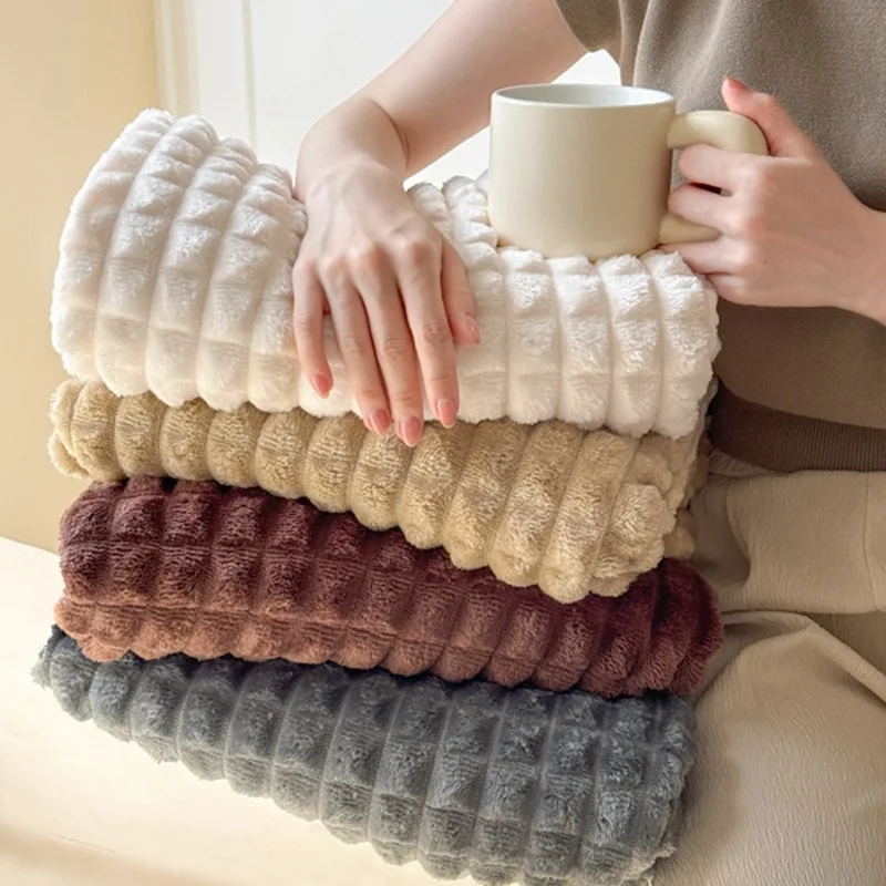 Flanell Plaid Decke Softcover Decke doppelt verdickt warm Büro Nickerchen Decke Milch Samt Image