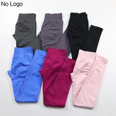 No Logo Sexy V-Back Leggings Seamless Yoga Pants Scrunch Butt Lifting Gym Leggings Low Ribbed Waistband Fitness Sports Tights