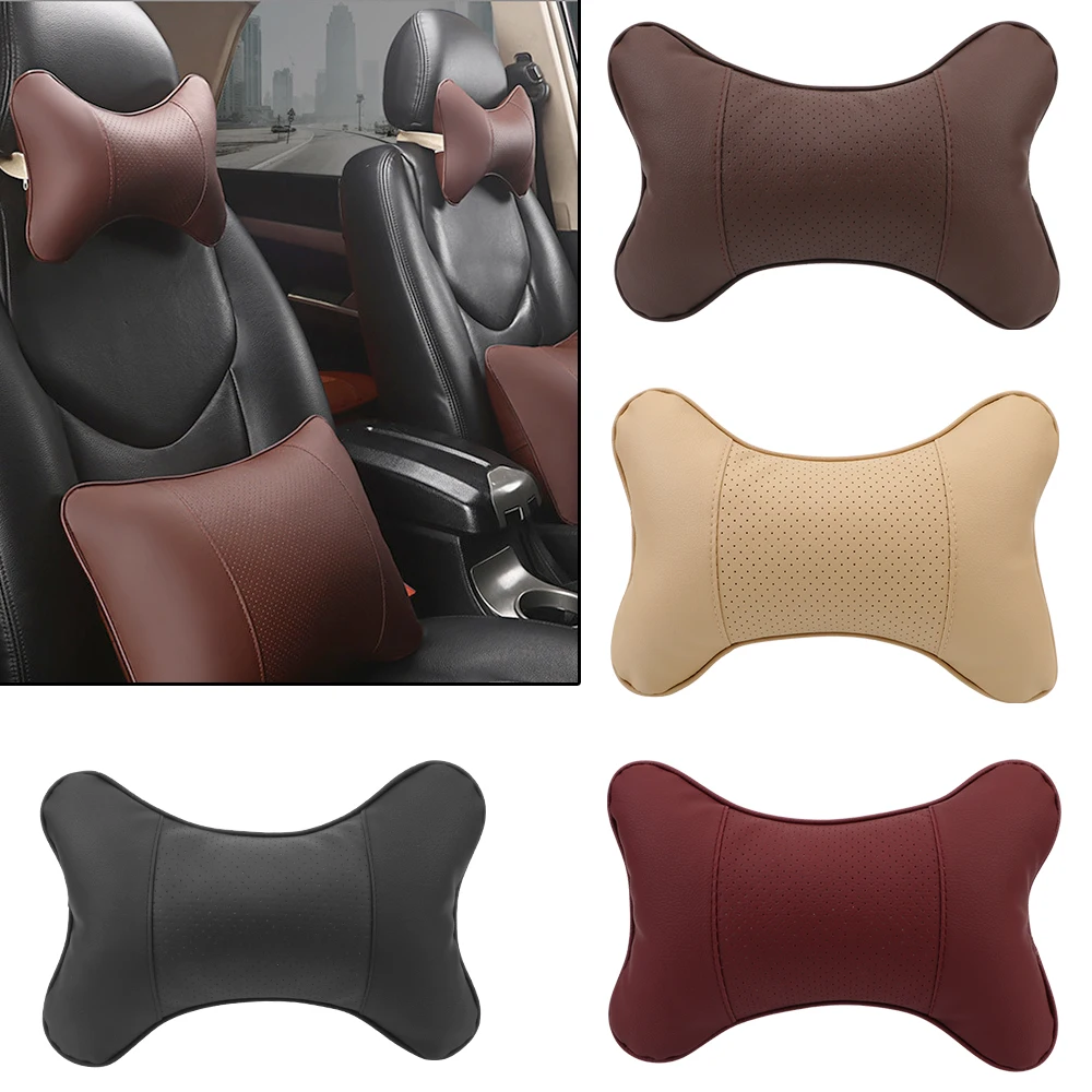 Pack Headrest Pu Leather 1pcs Universal For Head Pain Relief Filled Fiber Both Side Car Neck Pillows Car Pillow Image