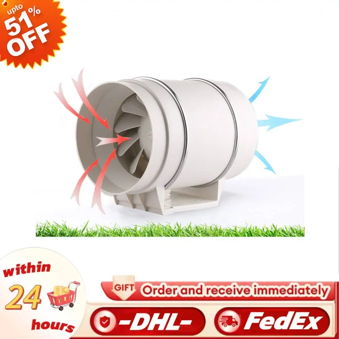 130 W Luftkanalventilator HF-200P Abluftventilator mit geräuscharmer Rohrventilator Küchenlager Hotelrohr mit Kugellagern 220 V Image