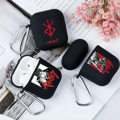 Japanische Anime Berserk Guts Zodd Kopfhörerhülle für AirPods 4 1 2 3 Pro Schwarz Weiche kabellose Bluetooth-Kopfhörerhülle aus Silikon Image