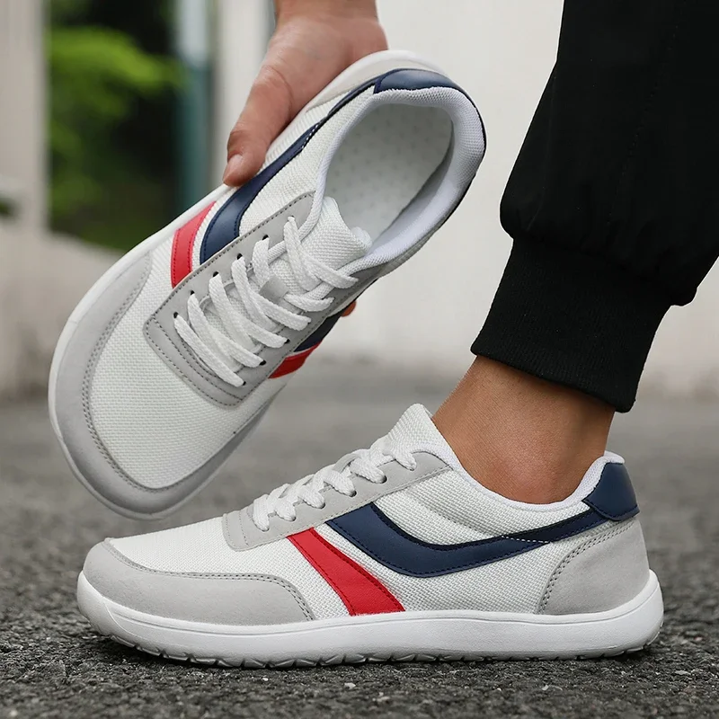 2025, neue Herren-Sneaker mit breiter Zehenpartie, einfache atmungsaktive Wanderschuhe, minimalistische Schnürschuhe, modische, bequeme Barfußschuhe Image