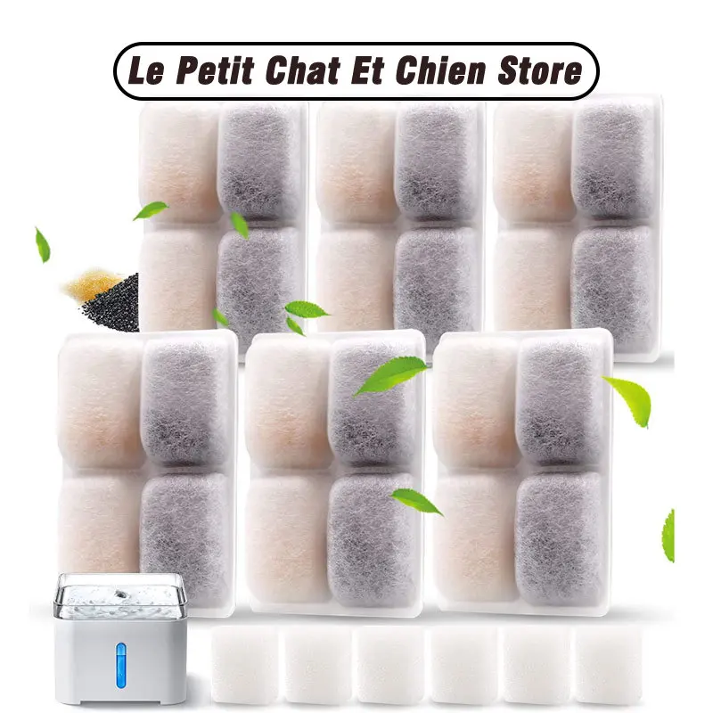 Katzen-Wasserbrunnenfilter, Ersatzfilter für Haustierbrunnen mit Kokosnuss-Aktivkohle, geeignet für 2 l Wasserspender Image