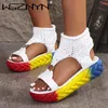 Mode Sandalen Frauen Schwarze Schuhe für Frauen Clogs mit Absatz Muffins Schuh Plattform Komfort Gladiator Dicke Mädchen Elasti Sandalen