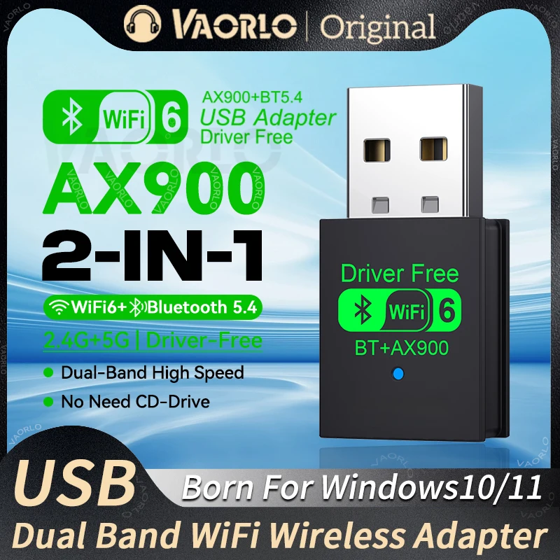 AX900 WIFI6 USB-Adapter 2-in-1 Bluetooth 5.4 Dualband 2,4 G und 5 GHz 900 Mbit/s WiFi 6 802.11AX Hochgeschwindigkeits-Mini-WLAN-Netzwerkkarte Empfänger-Dongle für PC-Laptop WIN 10/11 Treiber kostenlos Image