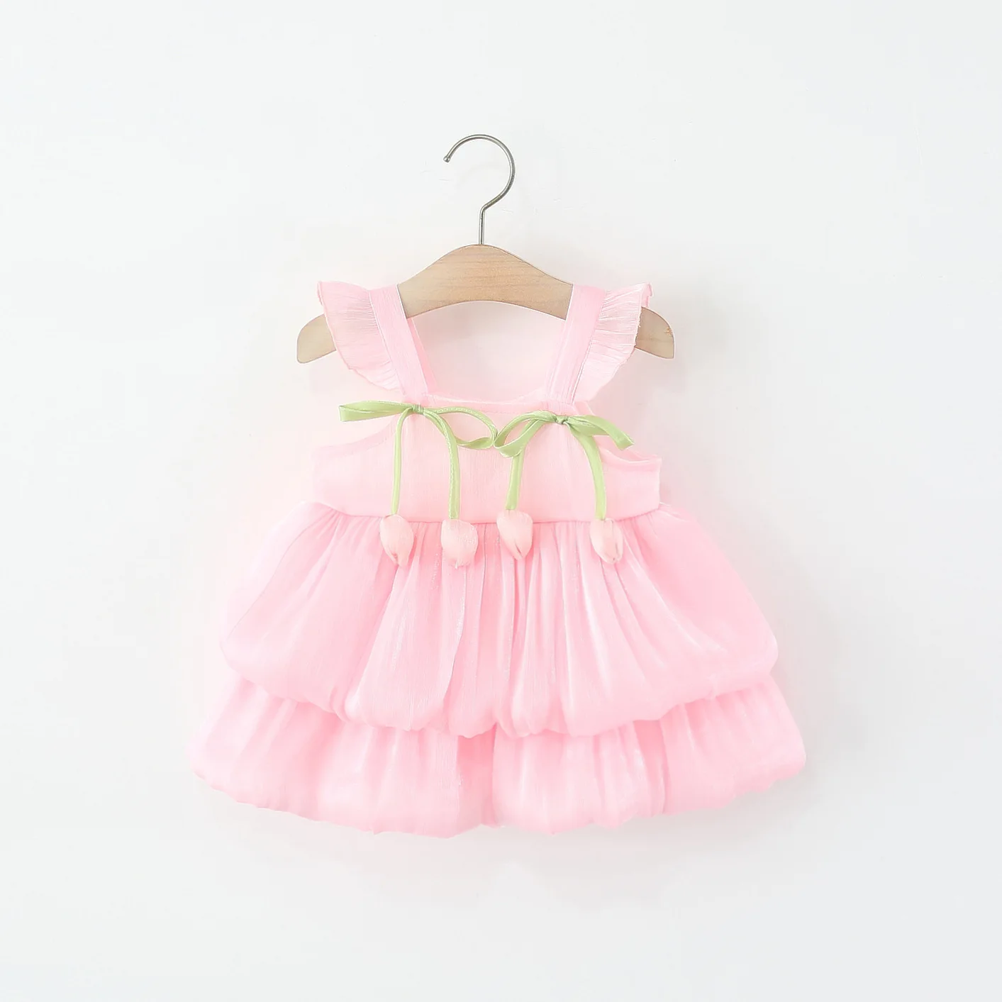 Baby Mädchen Kleid Sommer Mesh Tulpe Fliegen Ärmeln Mädchen Kleid Nette Mädchen Prinzessin Kleid Baby Mädchen Kleidung ﻿ ﻿ Image