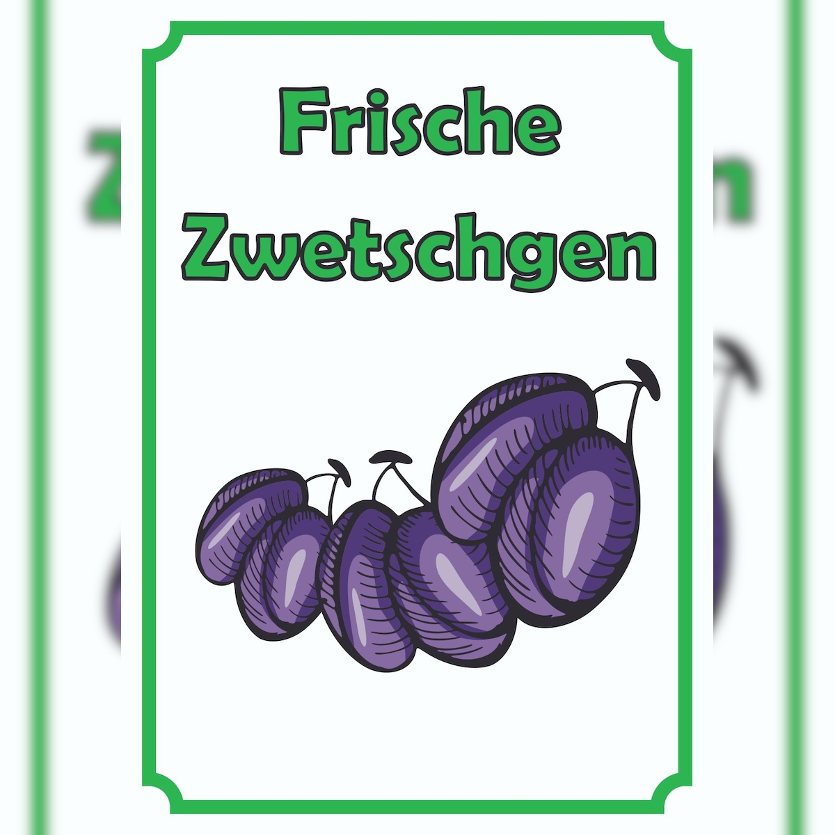 HB-Druck Frische Zwetschgen Schild Hochkant A3 (297x420mm) Image