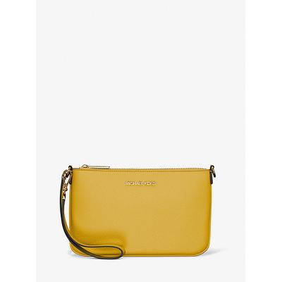 Michael Kors Jet Set Small Pebbled Leather Convertible Wristlet Yellow One Size