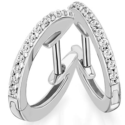 Paar Creolen ONE ELEMENT "0,15 ct Diamant Brillant Ohrringe Creolen", silber, Ohrringe, Damen, Damen, 0,15 ct mit Diamant, Weißgold 585-Gold-Diamanten, Weißgold 585, Gold, Diamanten, aus 585 Weißgold – für Damen – klassisch & elegant im Design Image
