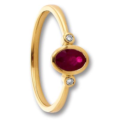 Diamantring ONE ELEMENT "0.02 ct Diamant Brillant Rubin Ring" Gr. 48, gold, Fingerringe, Damen, 48, 0,02 ct mit Diamant, Gelbgold 585-Gold-Diamanten, Gelbgold 585, Gold, Diamanten, aus 585 Gelbgold – edles Design – modisch & dezent zugleich Image