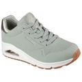 Sneaker SKECHERS "UNO GOLDEN AIR", Damen, Gr. 37, grün (sage grün), Lederimitat, sportlich, Schuhe, Freizeitschuh, Halbschuh, Schnürschuh mit Metallic-Einsatz, Topseller