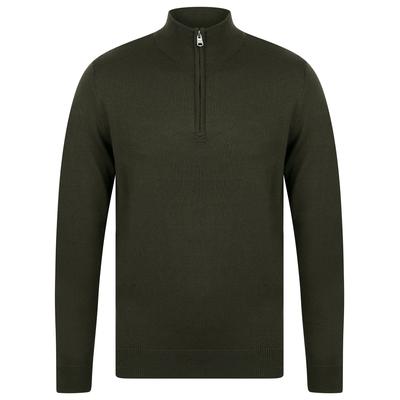Jumpers Redwood 2 Half Zip Neck Cashmilon Knit Jumper in Amazon Khaki - Kensington Eastside / XL - Tokyo Laundry
