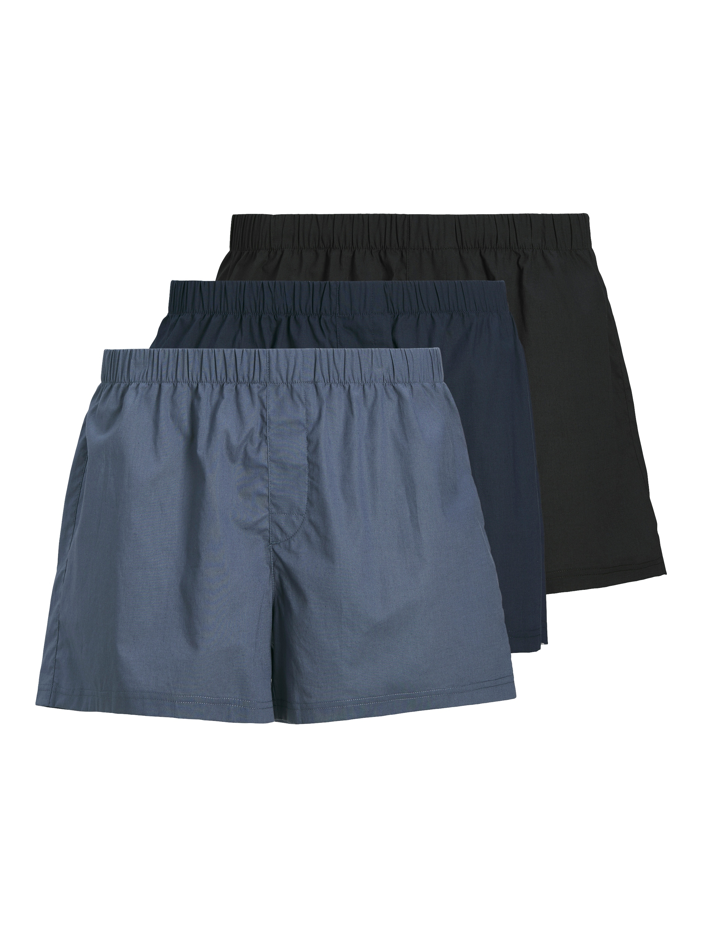 Boxershorts JACK & JONES "JACMILANO WOVEN BOXERS 3 PACK NOOS", Herren, Gr. M, schwarz (vintage indigo pack:naval academy, schwarz), Jersey, Obermaterial: 100% Baumwolle, gestreift, kariert, unifarben, weit, Unterhosen Image