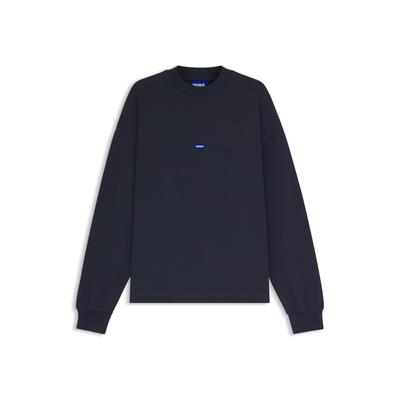 Sweatshirt HUGO BLUE "Nedro", Herren, Gr. L, blau (navy415), Sweatware, Obermaterial: 100% Baumwolle, unifarben, casual, regular fit hüftlang, Rundhals, Langarm Bündchen, Sweatshirts, mit Logo-Patch Image