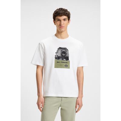 T-Shirt BOSS ORANGE "Te Wagon", Herren, Gr. XXL, weiß (weiß100), Single Jersey, Obermaterial: 100% Baumwolle, unifarben, casual, regular fit hüftlang, Kurzarm, Shirts, mit coolem Fotodruck Image