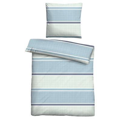 Castell Thermo-Fleece Bettwäsche Querbalken eisblau, 1x 155x220 cm + 1x 80x80 cm