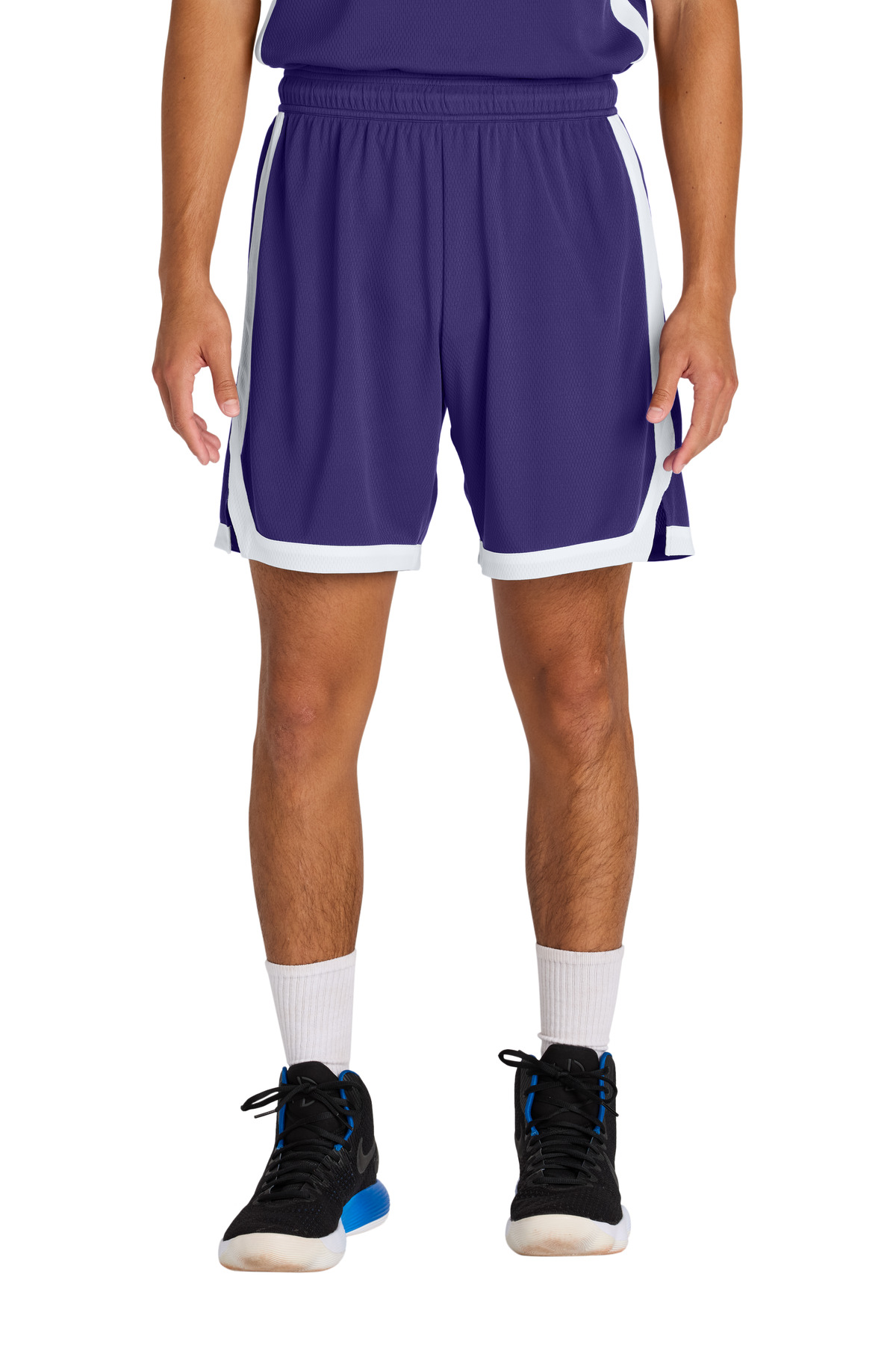Sport-Tek ST901 Rival Basketball 7'Short in Purple/White size 3XL | Polyester
