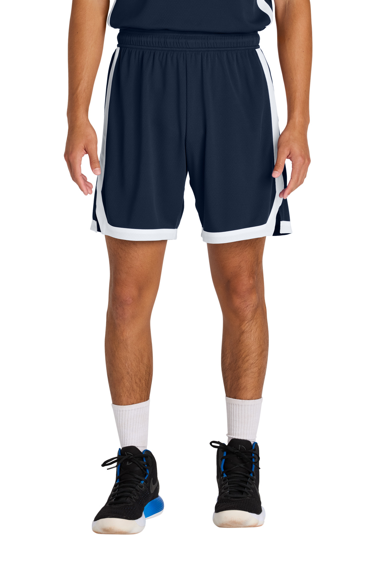 Sport-Tek ST901 Rival Basketball 7'Short in True Navy Blue/White size Medium | Polyester
