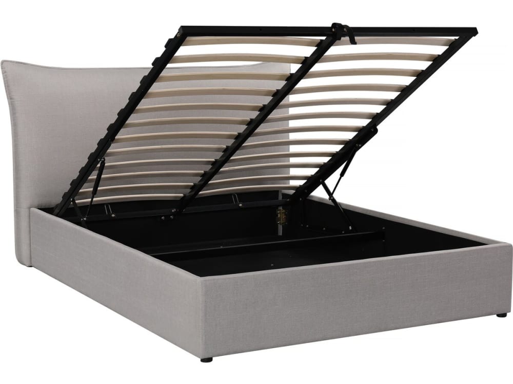 Lit coffre en tissu gris 140 x 190 cm