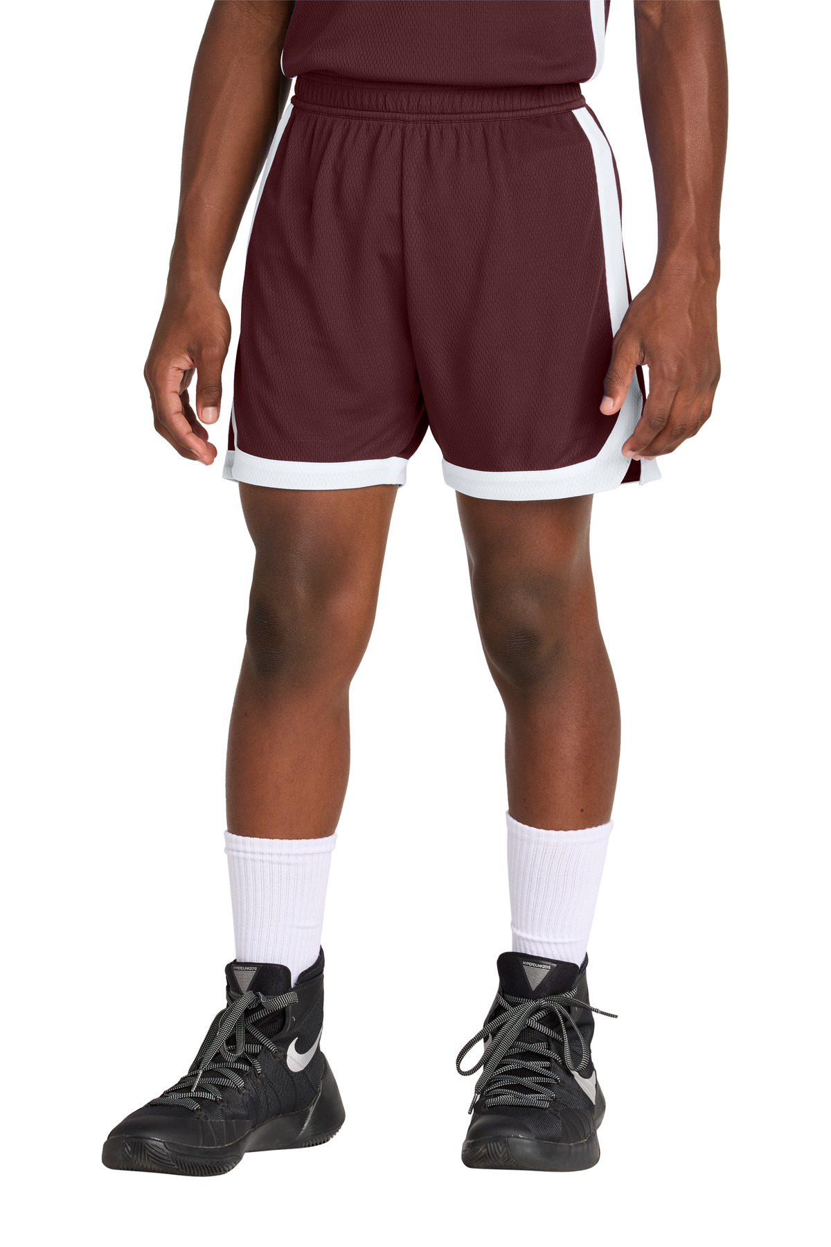 Sport-Tek YST901 Youth Rival Basketball 5' Short in Maroon/White size XL | Polyester