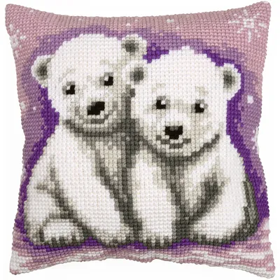 Kreuzstichkissen 2 kleine Eisbären Image