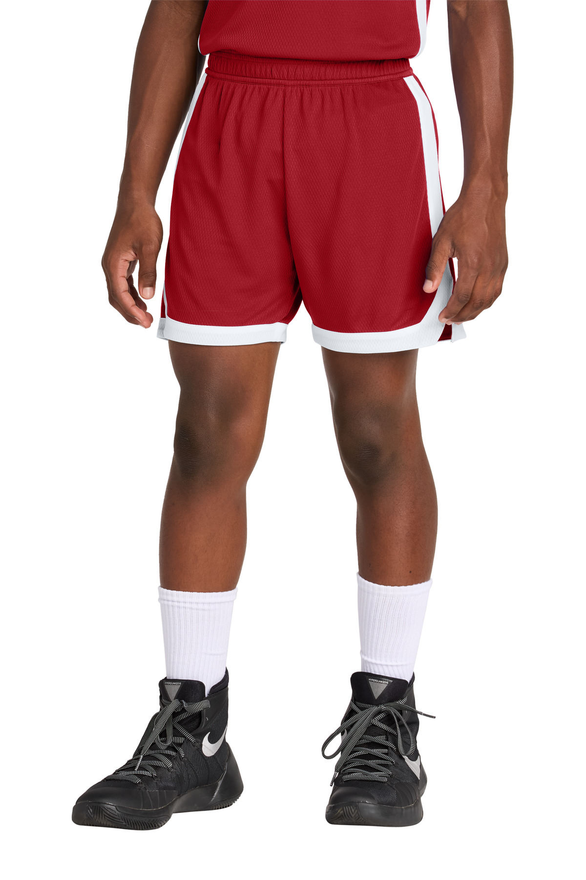 Sport-Tek YST901 Youth Rival Basketball 5' Short in Deep Red/White size Small | Polyester