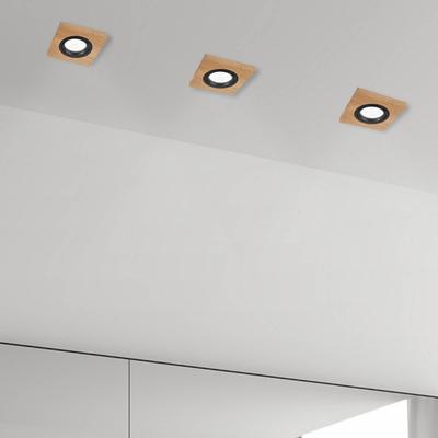 Lamkur Lighting Deckeneinbaulampe Tobby, 10 x 10 cm, 3er-Set Eichenholz GU10 Image