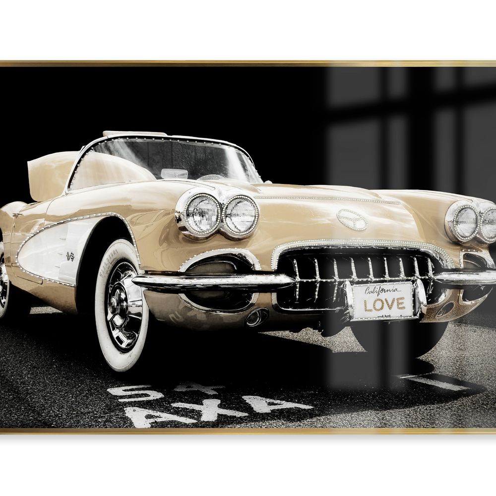 La Casa »Corvette« Glasbild mit Strassapplikationen 80x120 cm Rahmen gold Image