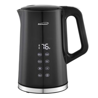 Brentwood Kt-2015Dbk 1,100-Watt 1.7-L Cordless Cool-Touch Digital Electric Kettle With Stainless Steel Interior, Black