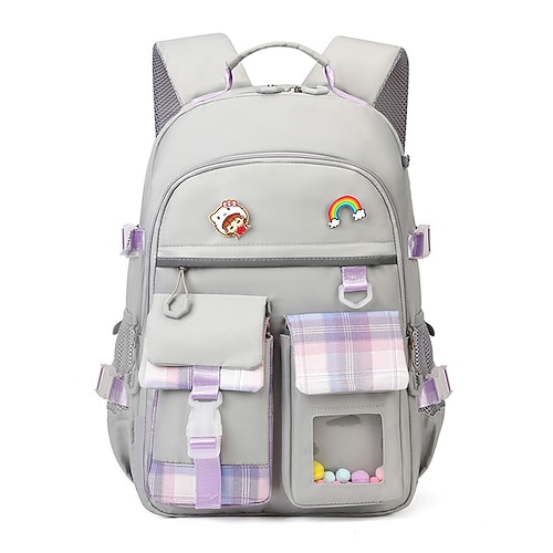 Zaino Scuola Kawaii per Ragazze Tween e Teen Zaino Multi Tasche di Grande Capacità con Toppa Carina per Uso Quotidiano a Scuola