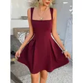 Moda tinta unita abito con bretella abiti estivi donna 2025 mini abiti senza maniche senza schienale casual sexy abito a-line abiti