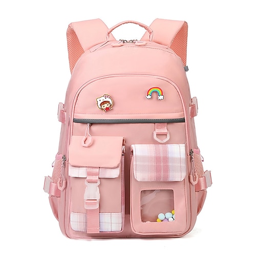 Zaino Scuola Kawaii per Ragazze Tween e Teen Zaino Multi Tasche di Grande Capacità con Toppa Carina per Uso Quotidiano a Scuola