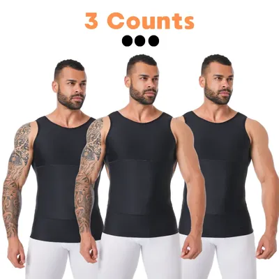 3-teilige Herren-Shapewear, Haifischhautweste, Sport-Schlankheits-Kompressions-Sweatshirtweste mit unterer Schicht, Slimmi zur Bauchkontrolle Image