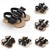 Schwarze Sommer-Sandalen für Neugeborene, 0–18 Monate, niedliche Schleife, weiche Gummisohle, rutschfest, atmungsaktiv, erste Paar Wanderschuhe für Babys