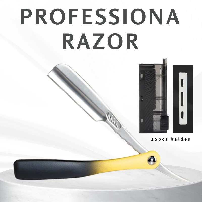 NEUE Faltbare Manuelle Bart Rasiermesser Austauschbare Klinge Barber Rasieren Rasiermesser Salon Professionelle Haar Schneiden Rasiermesser Halter Männer Image